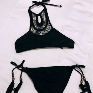 Black High Neck Bikini
